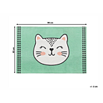 Area Rug Green Cat Print Cotton Fabric 60 X 90 Cm Small Decoration For Nursery Children Beliani