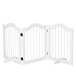 Pawhut Dog Gate Wooden Foldable Small Sized Pet Gate Stepover Panel With Support Feet Freestanding Safety Barrier For The House Doorway Stairs White