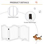 Pawhut Dog Gate Wooden Foldable Small Sized Pet Gate Stepover Panel With Support Feet Freestanding Safety Barrier For The House Doorway Stairs White