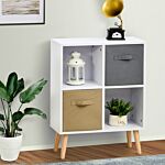 Homcom Freestanding 4 Cube Storage Cabinet Unit W/ 2 Fabric Drawers Handles Home Office Organisation Shelves Furniture 54.5l X 24w X 69.5h Cm