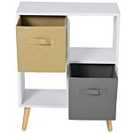 Homcom Freestanding 4 Cube Storage Cabinet Unit W/ 2 Fabric Drawers Handles Home Office Organisation Shelves Furniture 54.5l X 24w X 69.5h Cm