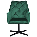 Armchair Green Velvet 73l X 61w X 95h Tufted Back Single Metal Leg Glam Beliani