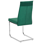 Set Of 2 Dining Chairs Green Velvet Upholstered Cantilever Silver Legs Armless Modern Design Beliani