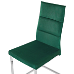 Set Of 2 Dining Chairs Green Velvet Upholstered Cantilever Silver Legs Armless Modern Design Beliani