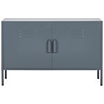 2 Door Sideboard Grey Steel Home Office Furniture Shelves Leg Caps Industrial Design Beliani
