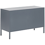 2 Door Sideboard Grey Steel Home Office Furniture Shelves Leg Caps Industrial Design Beliani