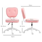 Vinsetto Vanity Office Chair, Pu Leather Computer Chair For Home, With Adjustable Height, Armless, Swivel Wheels, Pink