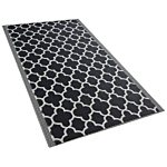 Outdoor Indoor Area Rug Black And White Pp 90 X 180 Cm Trellis Pattern Beliani