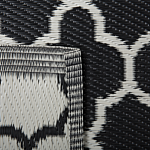 Outdoor Indoor Area Rug Black And White Pp 90 X 180 Cm Trellis Pattern Beliani