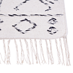 Wool Area Rug Off-white And Black Aztec Pattern 160 X 230 Cm Cm Low Pile Modern Vintage Beliani