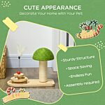 Pawhut Mushroom-shaped Cat Scratching Post, With Toy Balls, Feather For Indoor Cats, 35 X 21 X 26cm - Natural Tone