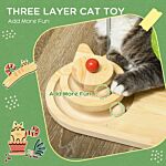 Pawhut Mushroom-shaped Cat Scratching Post, With Toy Balls, Feather For Indoor Cats, 35 X 21 X 26cm - Natural Tone