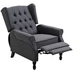 Homcom Recliner Armchair For Living Room, Reclining Chair, Wingback Chair With Button Tufted Back And Footrest, Dark Grey