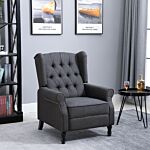 Homcom Recliner Armchair For Living Room, Reclining Chair, Wingback Chair With Button Tufted Back And Footrest, Dark Grey