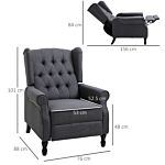 Homcom Recliner Armchair For Living Room, Reclining Chair, Wingback Chair With Button Tufted Back And Footrest, Dark Grey