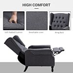 Homcom Recliner Armchair For Living Room, Reclining Chair, Wingback Chair With Button Tufted Back And Footrest, Dark Grey