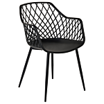 Set Of 2 Dining Chairs Black Synthetic Seat Metal Legs Open Net Back Modern Living Room Scandinavian Style Beliani