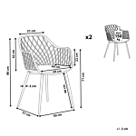 Set Of 2 Dining Chairs Black Synthetic Seat Metal Legs Open Net Back Modern Living Room Scandinavian Style Beliani