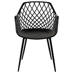 Set Of 2 Dining Chairs Black Synthetic Seat Metal Legs Open Net Back Modern Living Room Scandinavian Style Beliani