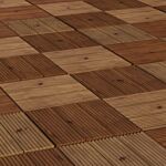 Outsunny 9 Pcs Garden Decking Tiles Wooden Outdoor Flooring Tiles For Patio, Balcony, Terrace, Hot Tub, Brown