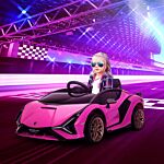 Homcom Compatible 12v Battery-powered Kids Electric Ride On Car Lamborghini Sian Toy With Parental Remote Control Lights Mp3 For 3-5 Years Old Pink