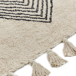 Area Rug Beige Cotton 80 X 150 Cm Rectangular With Tassels Geometric Pattern Boho Oriental Style Beliani