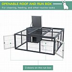 Pawhut Rabbit Hutch Small Animal House Ferret Bunny Cage Duck House Rabbit Hideaway Chinchilla Cage Backyard With Openable Main House & Run Roof