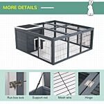 Pawhut Rabbit Hutch Small Animal House Ferret Bunny Cage Duck House Rabbit Hideaway Chinchilla Cage Backyard With Openable Main House & Run Roof