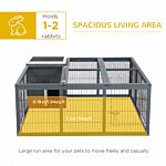 Pawhut Rabbit Hutch Small Animal House Ferret Bunny Cage Duck House Rabbit Hideaway Chinchilla Cage Backyard With Openable Main House & Run Roof