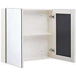 Bathroom Mirror Cabinet White Plywood 80 X 70 Cm Hanging 2 Door Cabinet Shelves Storage Beliani