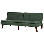 Sofa Bed Green 3-seater Quilted Upholstery Click Clack Split Back Metal Legs Beliani