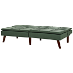 Sofa Bed Green 3-seater Quilted Upholstery Click Clack Split Back Metal Legs Beliani