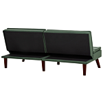 Sofa Bed Green 3-seater Quilted Upholstery Click Clack Split Back Metal Legs Beliani