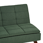 Sofa Bed Green 3-seater Quilted Upholstery Click Clack Split Back Metal Legs Beliani