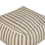 Pouffe Beige And White 60 X 60 X 30 Cm Jute Polyester Cotton Abstract Pattern Square Fabric Seating Pouffe Beliani