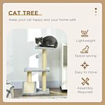 Pawhut 72cm Cat Tree Tower For Indoor Cats, Multi-level Climbing Activity Centre With Sisal Scratching Post, Pad, Hanging Ball, Toy, Light Grey