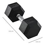 Homcom 2x12.5kg Rubber Hex Dumbbell Portable Hand Weights Dumbbell Home Gym Workout Fitness Hand Dumbbell