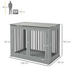 Pawhut Dog Crate End Table W/ Three Doors, Furniture Style Dog Crate, For Big Dogs, Indoor Use W/ Locks And Latches - Grey