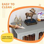 Pawhut Dog Crate End Table W/ Three Doors, Furniture Style Dog Crate, For Big Dogs, Indoor Use W/ Locks And Latches - Grey