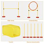 Pawhut 4pcs Portable Pet Agility Training Obstacle Set For Dogs W/ Adjustable Weave Pole, Jumping Ring, Adjustable High Jump, Tunnel