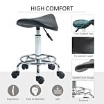 Homcom Salon Saddle Stool, Rolling Saddle Chair For Massage, Spa, Clinic, Beauty, Hairdressing And Tattoo, Black