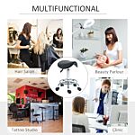 Homcom Salon Saddle Stool, Rolling Saddle Chair For Massage, Spa, Clinic, Beauty, Hairdressing And Tattoo, Black