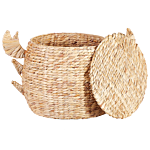 Wicker Basket Natural Water Hyacinth Woven With Crab Nippers Lid Toy Hamper Child's Room Accessory Beliani