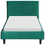 Eu Single Size Panel Bed 3ft Emerald Green Velvet Slatted Frame Contemporary Beliani