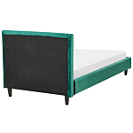 Eu Single Size Panel Bed 3ft Emerald Green Velvet Slatted Frame Contemporary Beliani