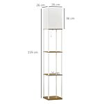 Homcom Modern Floor Lamp With Shelves, 3 Layer Shelf Tall Standing Lamp With Fabric Lampshade, Pull Chain Switch (bulb Not Included)