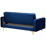 Living Room Set Navy Blue Velvet Tufted Fabric 3 Seater Sofa Bed 2 Reclining Armchairs Modern 3-piece Suite Beliani