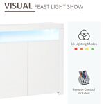 Homcom High Gloss Led Cabinet Cupboard Sideboard Buffet Console With Rgb Lighting For Entryway, Dining Area, Living Room, White