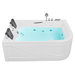 Whirlpool Bath White Acrylic 170 X 119 Cm Underwater Led Lights Curved Right Hand Double Hydromassage Beliani