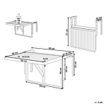 Balcony Hanging Table Light Wood Acacia Folding 60 X 55 Cm Outdoor Rail Deck Beliani